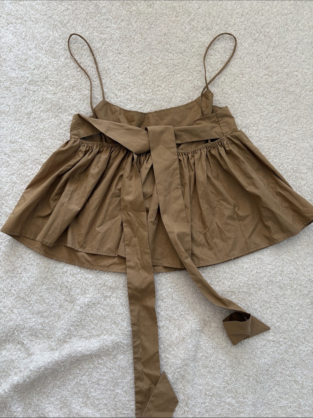 En Saison Brown Tie-Shoulder Peplum Camisole
